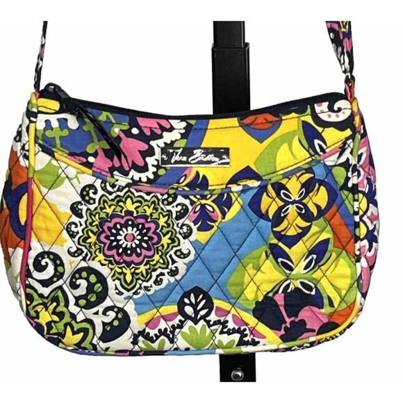 Vera Bradley Handbags - Vera Bradley Bag Rio Carryall Crossbody Quilted Purse Yellow Green Floral Zipper